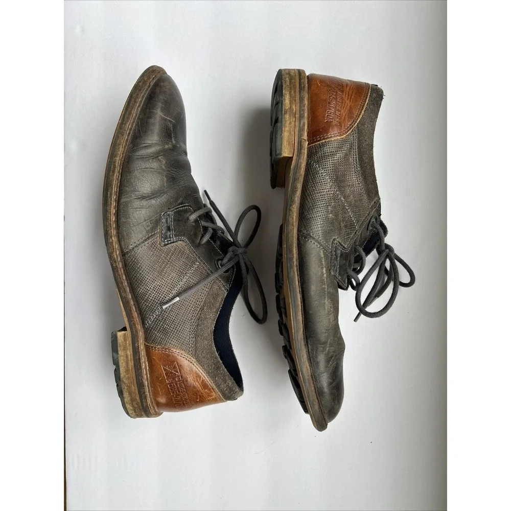 Bull Boxer Everson Men's Brown Gray Leather Dress Oxford‎ Lace Up Shoes 44 US 11